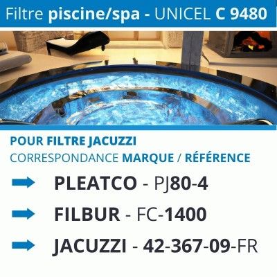 Filtre UNICEL C-9480 compatible Jacuzzy Brothers